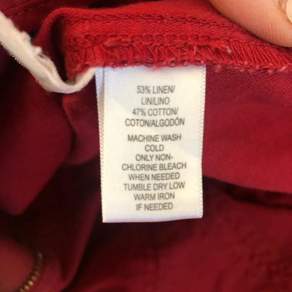 Loft Slim Ankle Crop Mid Rise Linen Blend Pants size 14 - Picture 3 of 10